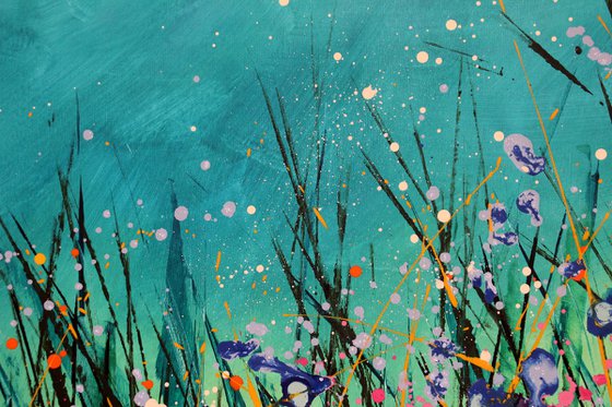 Underwater Love#2 - Super sized original abstract floral landscape