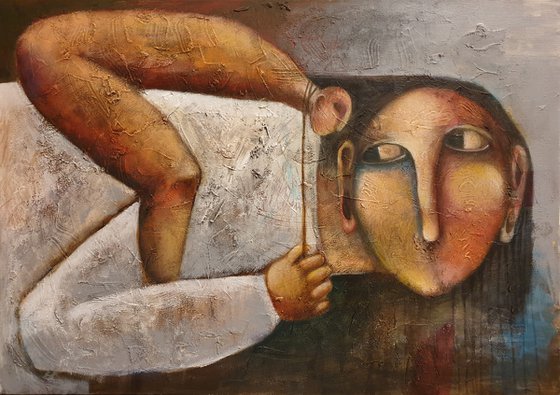 The marionette of my love (Acrylic painting, 50x70cm, ready to hang)