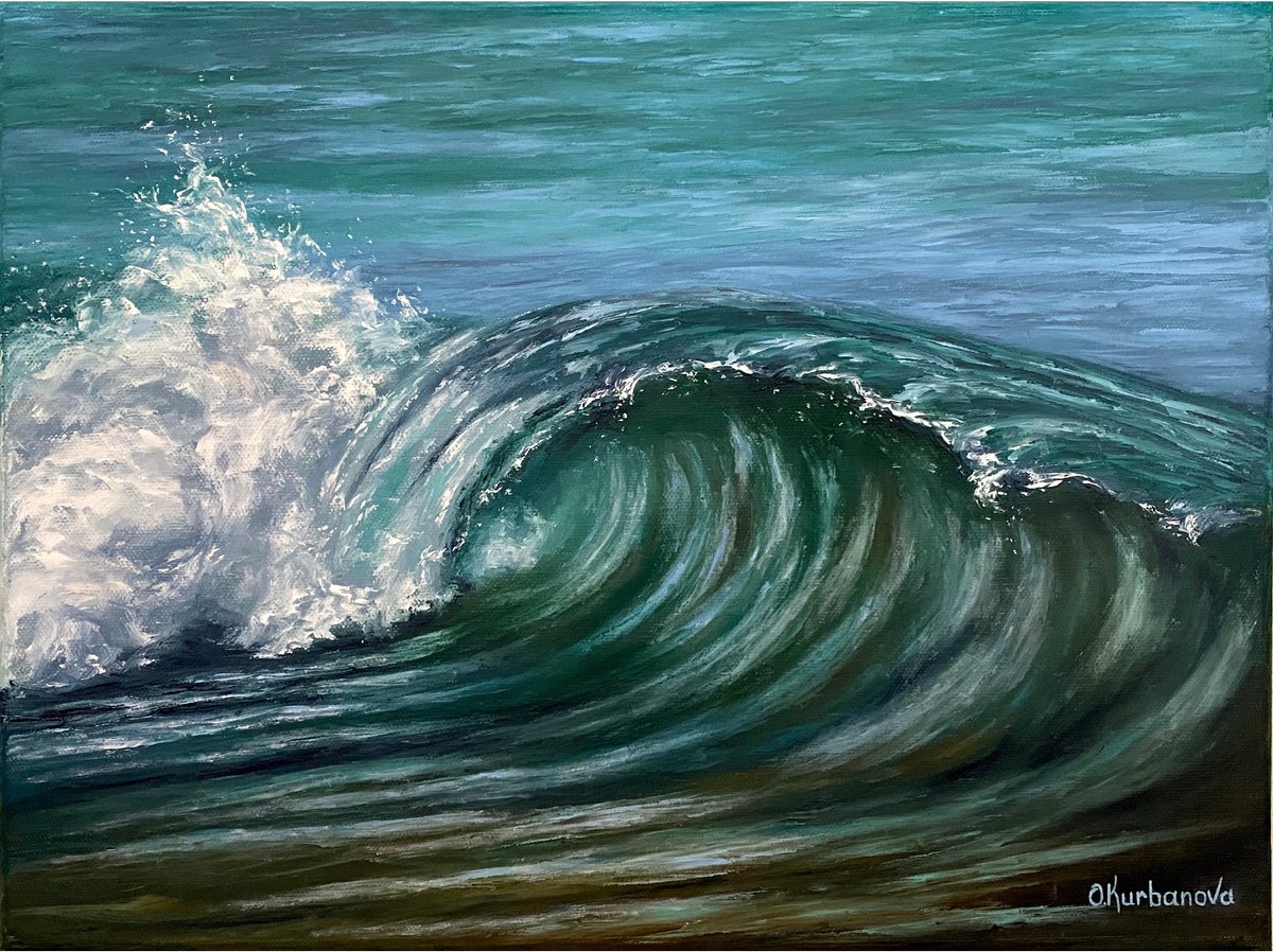 Photorealistic Landscape Oil Painting By Olga Kurbanova, 16 X 12", Big Break, Original Artwork