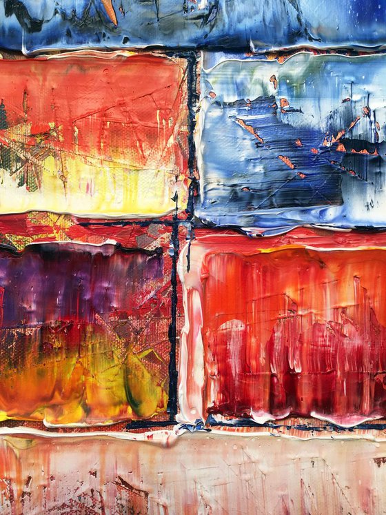 "Angles and Alleyways" - Original Large PMS Abstract Diptych Oil Paintings On Canvas - 48" x 24"