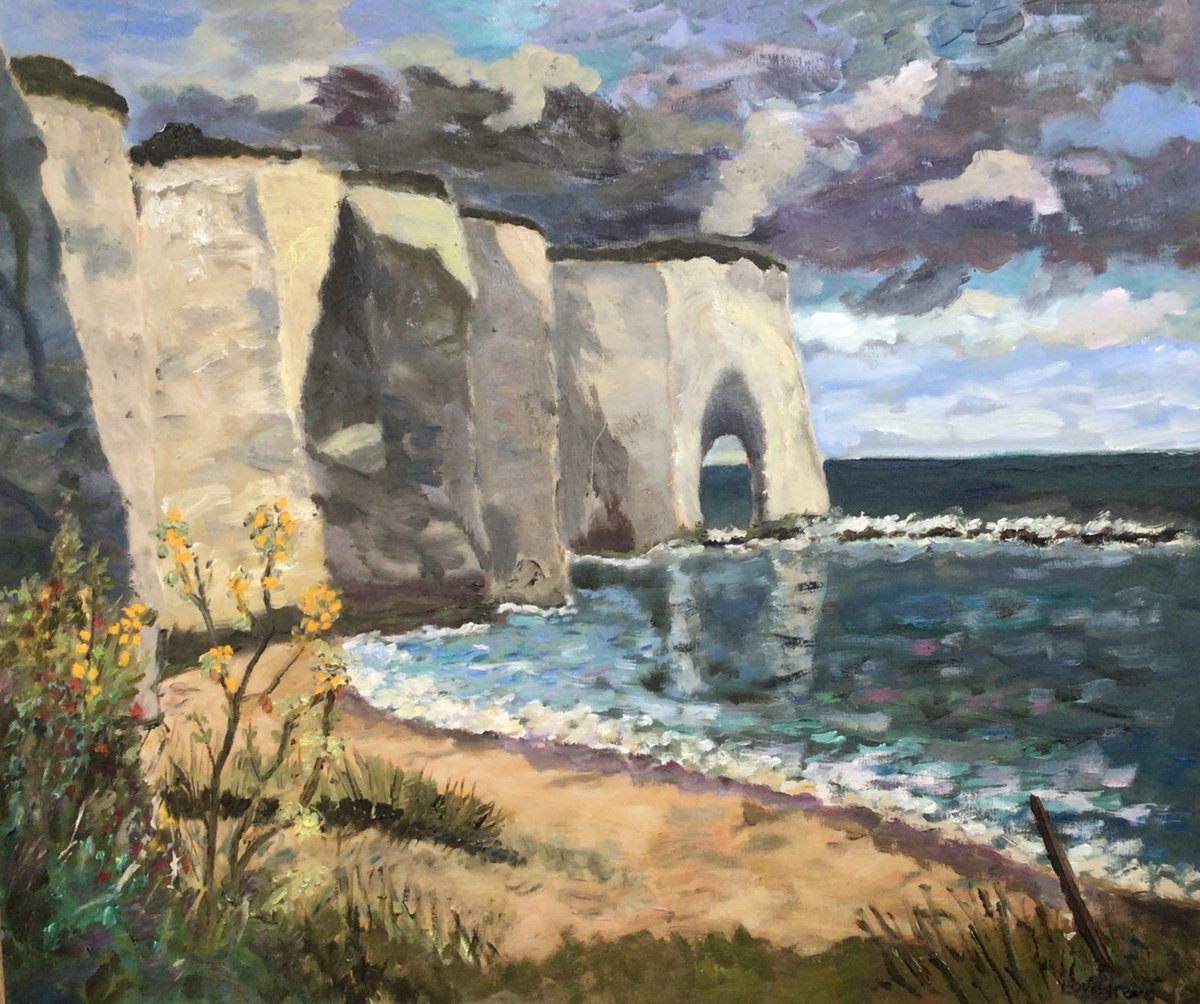 Kingsgate Bay before the storm. Oil painting. by Julian Lovegrove Art