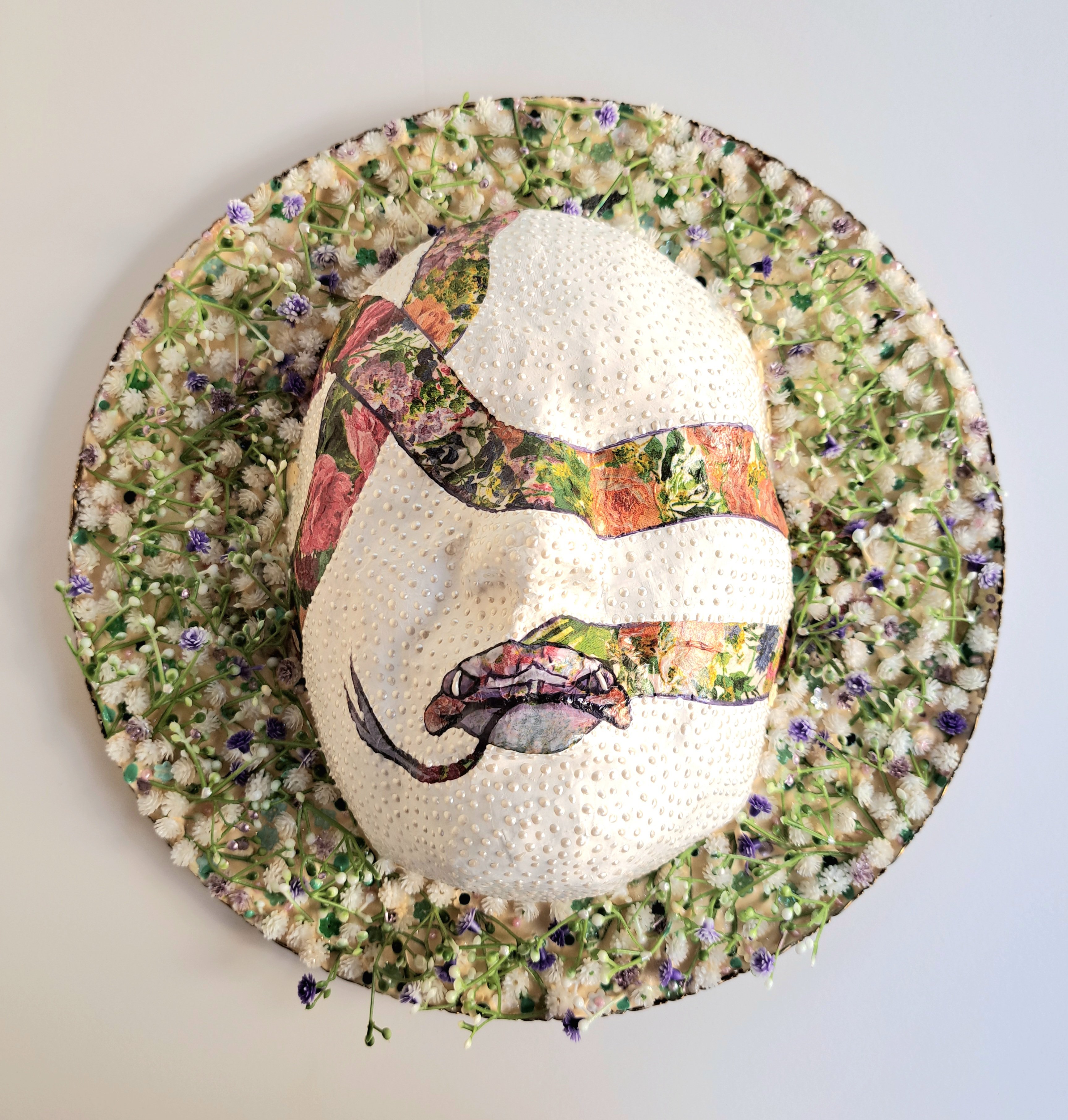 Surrealistic Botanical Sculpture By Andromachi Giannopoulou, 12 X 12, Flower Snake, Original Artwork