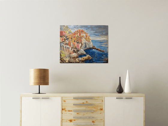 Manarola Cinque Terre 2021 , oil painting already framed