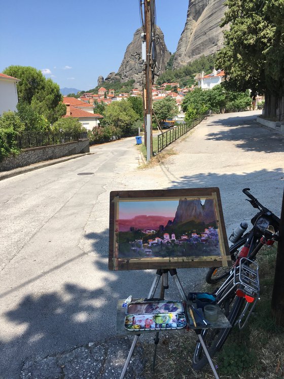 Morning at the foot of the Meteora in Greece