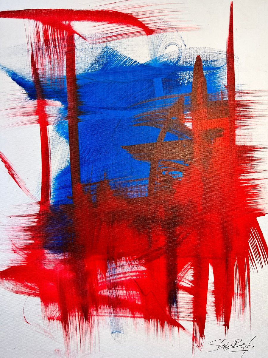 Abstract Ink Drawing By Shabs Beigh, 17 X 23", Passion 5, Original Artwork