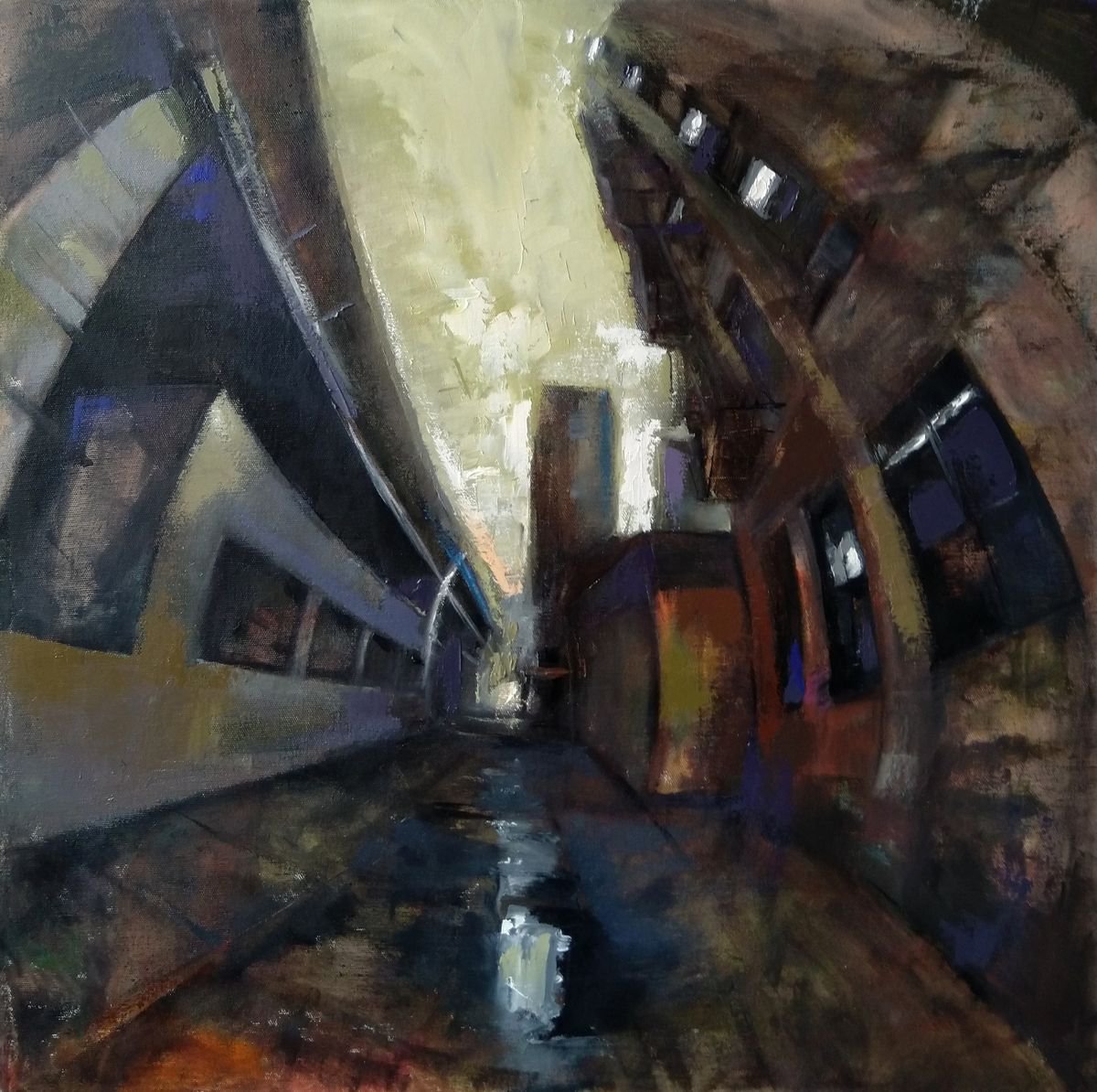 Around perspective (50x50cm, oil painting, modern art, impressionistic oil painting, citys... by Kamsar Ohanian