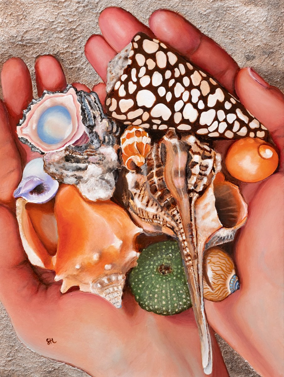 Photorealistic Still Life Acrylic Painting By Saskia Huitema, 9 X 7", Trove Of Treasure, Original Artwork