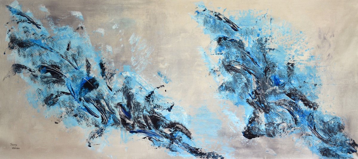 Abstract Acrylic Painting By Thierry Vobmann. Abstract ., 83 X 39", Marvel By The Sea, Original Artwork