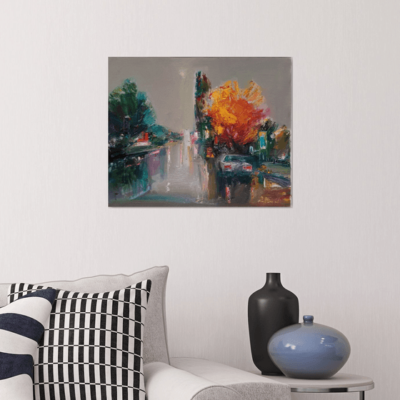 City life  (45x55cm, oil painting, ready to hang, palette knife)