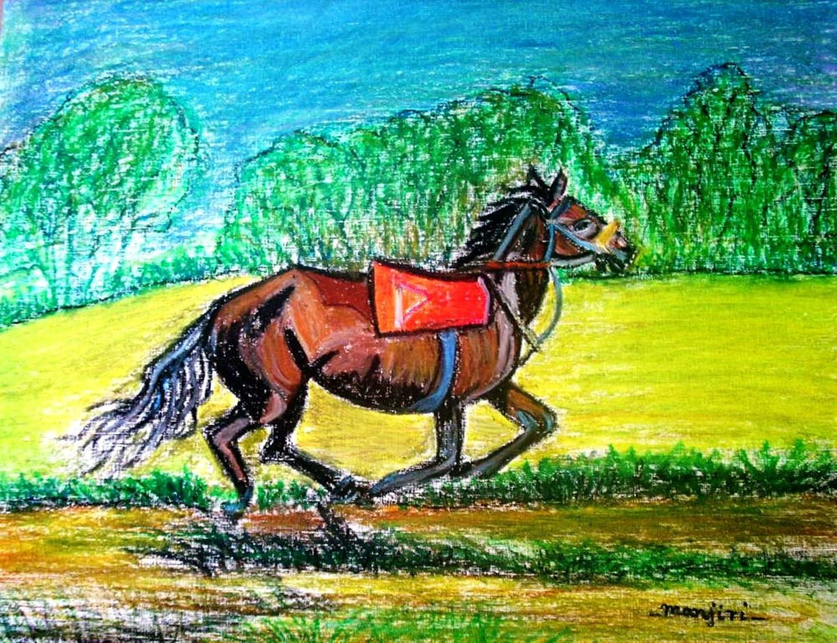 SPECIAL SALE Freedom run a Horse painting reduced for a limited time by Manjiri Kanvinde
