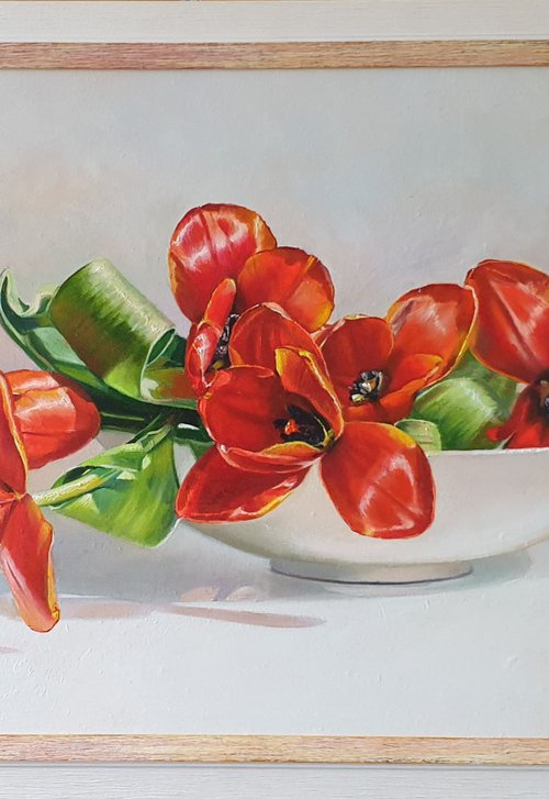 "Second chance."  still life summer  red white liGHt original painting  GIFT (2021) by Anna Bessonova (Kotelnik)