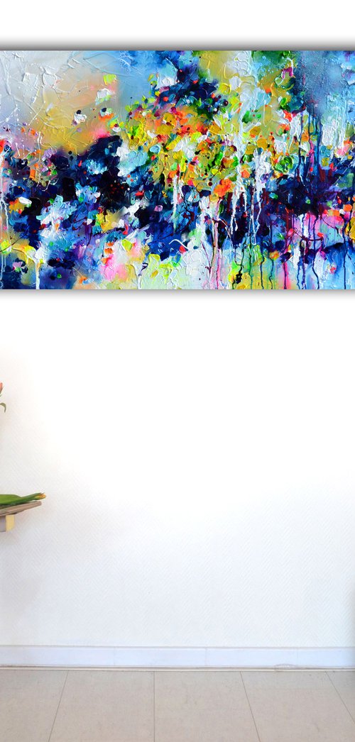 Fresh Moods 46 - Large Gallery Quality Ready to Hang Abstract Painting, Pastel Colors by Soos Roxana Gabriela