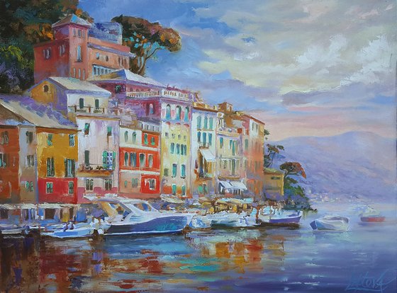 Painting Portofino - italian landscape