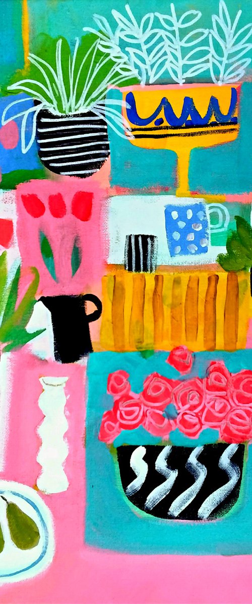 Still Life with Roses and Tulips by Jan Rippingham