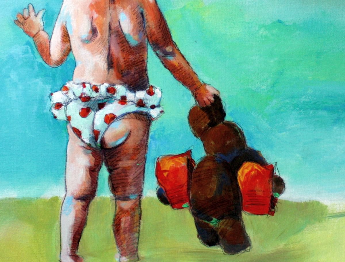 Portrait Acrylic Painting By Olga David, 26 X 26", Aufsicht, Original Artwork