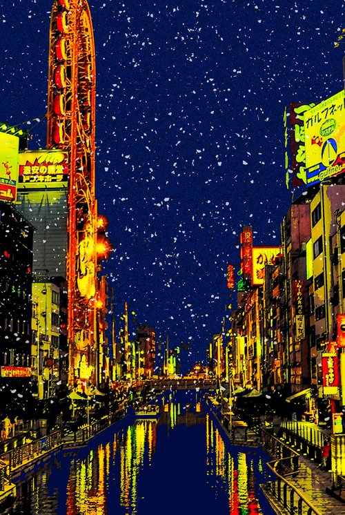 Night Snow in Osaka by Alex Solodov