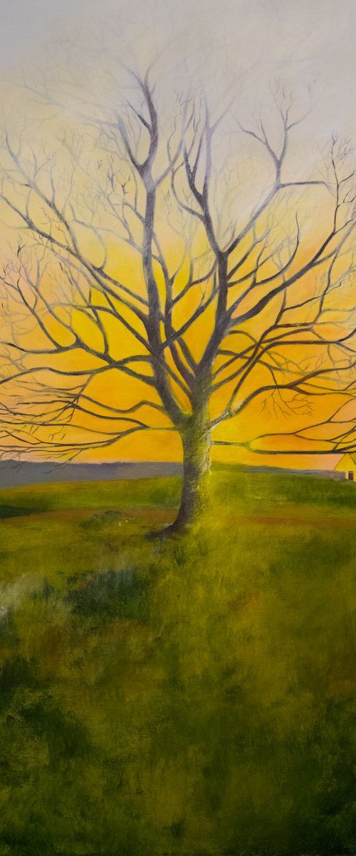 February tree, Original abstract painting, Ready to hang by WanidaEm by WanidaEm
