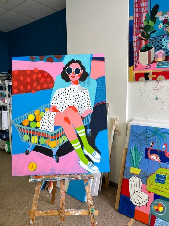 Woman with Shopping Cart