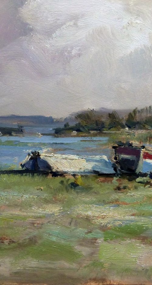 Two Boats at Low Tide by Pascal Giroud
