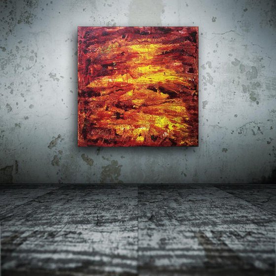 "Firestarter" - Original PMS Abstract Acrylic Painting On Canvas - 30" x 30"