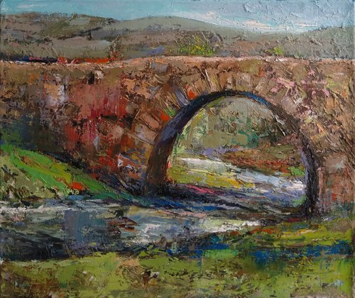 Bridge (39x46cm, oil painting, impressionistic) by Kamsar Ohanyan