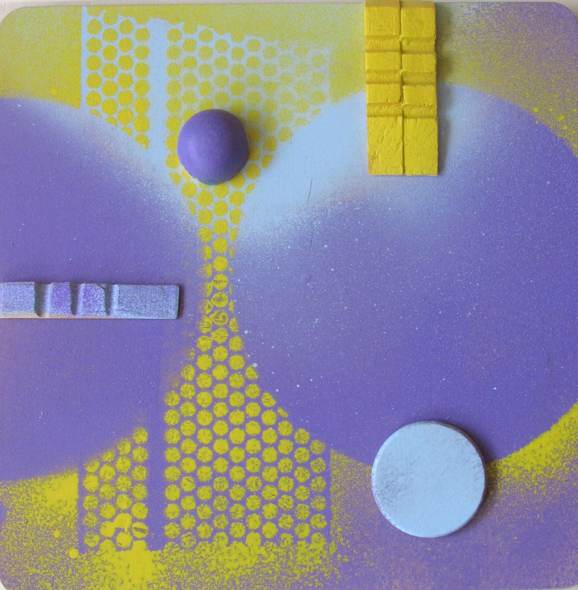 Geometric Abstract Collage By Alfred Ng, 8 X 8, Solar, Original Artwork