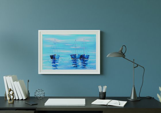 Blue Sailing Boats