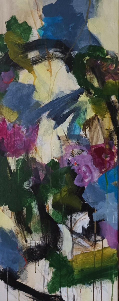 Organic Abstract Acrylic Painting By Karin Goeppert, 16 X 39", Irrwege, Original Artwork