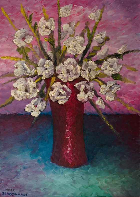 White Flowers In A Vase Impression