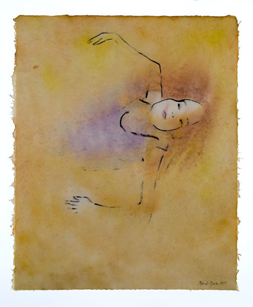 White girl sinking in a pool of light by Marcel Garbi