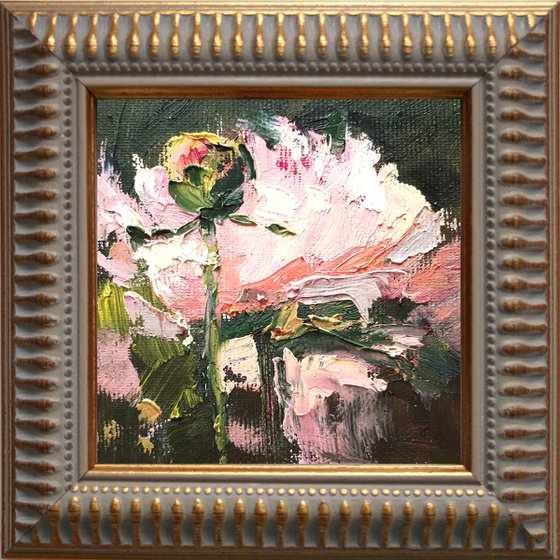 Peony 04...framed / FROM MY A SERIES OF MINI WORKS / ORIGINAL OIL PAINTING