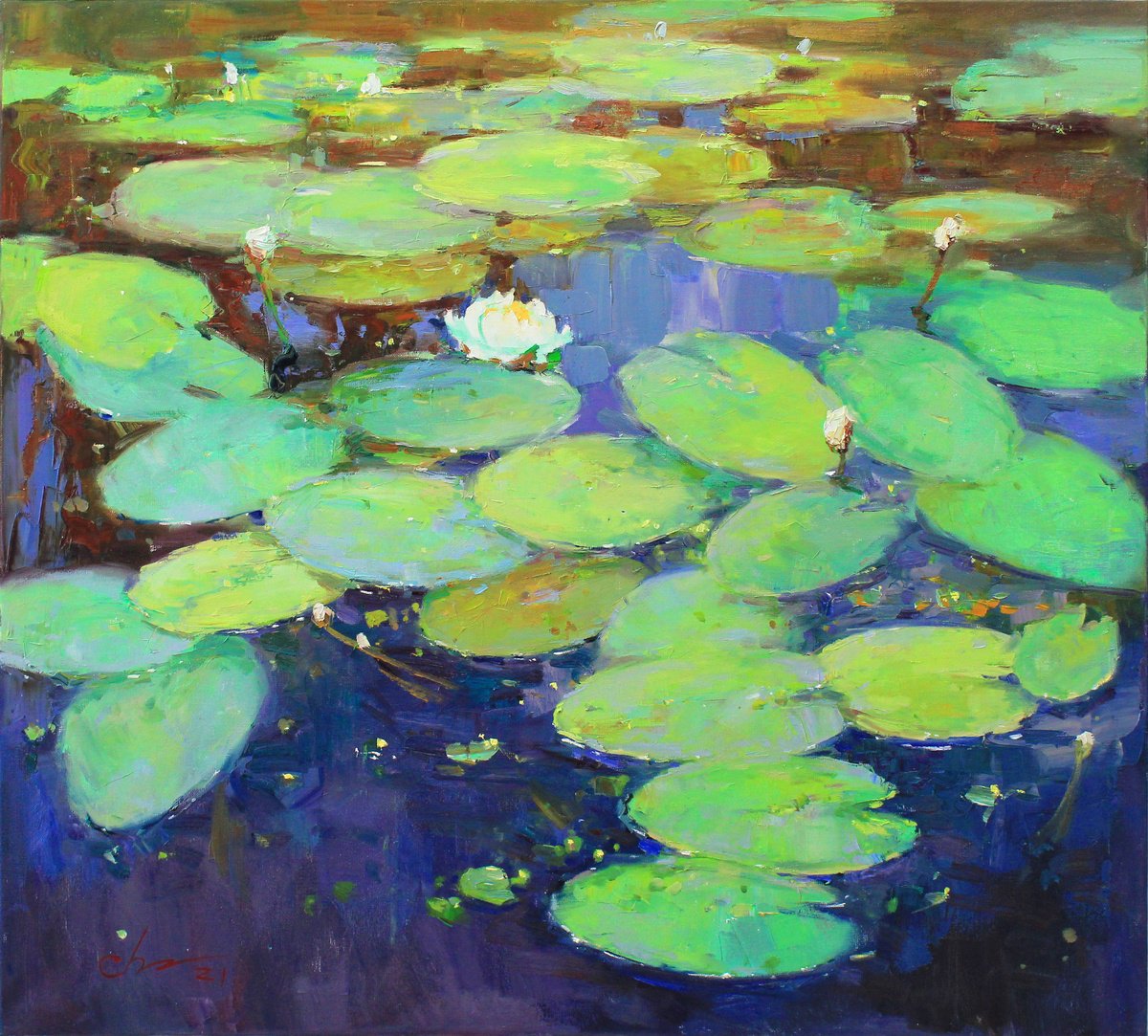 Water Lilies By Serhii Cherniakovskyi, 39 X 35, Artwork For Sale On Artfinder