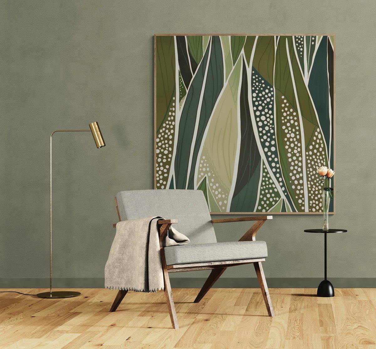 Abstract Acrylic Painting By V+V Kniazievi, 59 X 59", Plant Code #1, Original Artwork