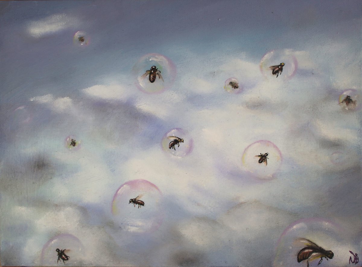 Surrealistic Animal Oil Painting By Vanessa T Stefanova, 16 X 12", Obedience, Original Artwork