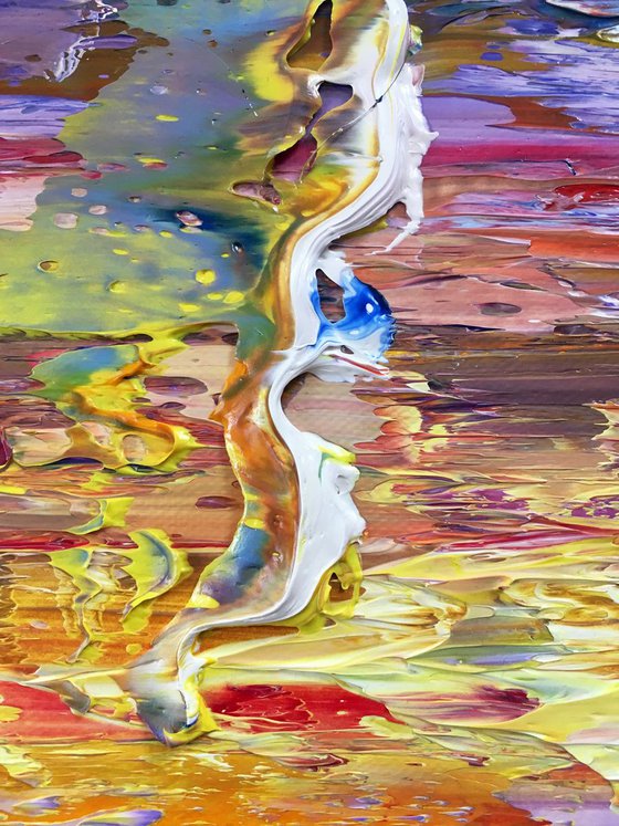 "Go With The Flow" - FREE WORLDWIDE SHIPPING - Original PMS Abstract Oil Painting On Canvas - 36" x 18"