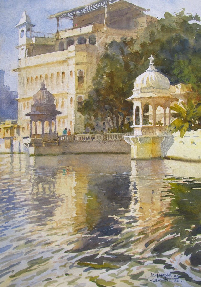 Impressionistic Cityscapes Watercolour By Bhargavkumar Kulkarni, 14 X 20, Indian Venice, Original Artwork