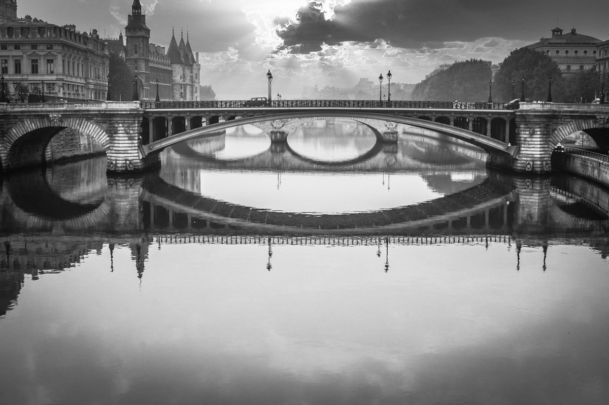 SERENITY RIVER II...Ready to hang, limited edition photograph made at the Seine River, Par... by Harv Greenberg