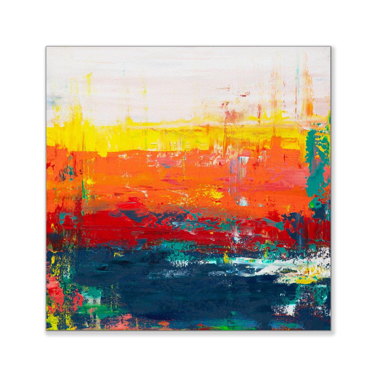 Abstract Acrylic Painting By Hilary Winfield, 20 X 20, Citrus Skies, Original Artwork