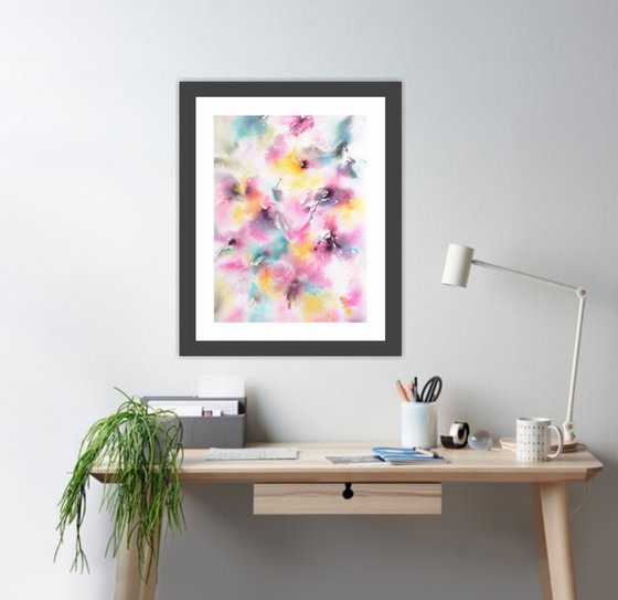 Abstract floral painting "Rainbow flowers"