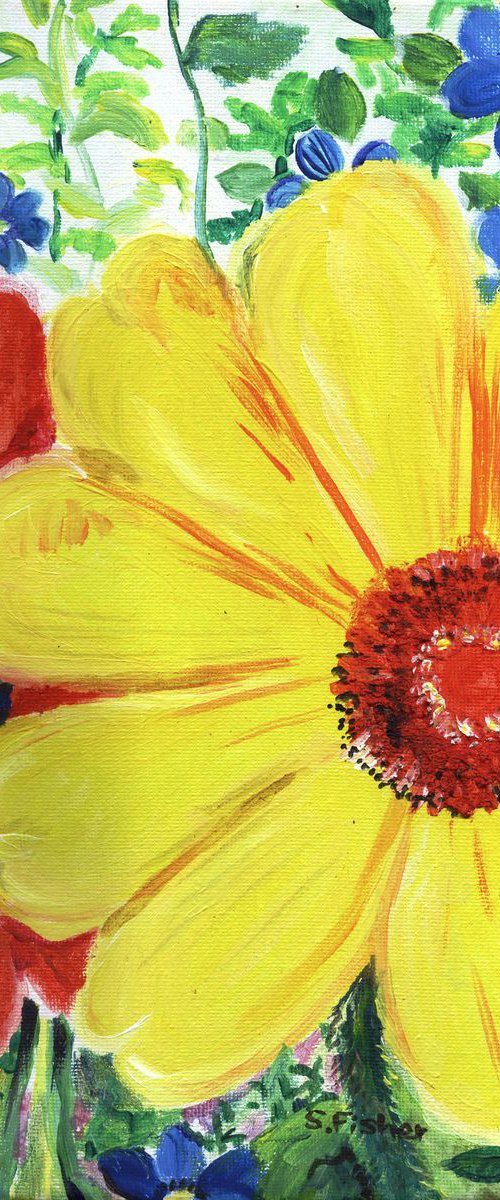 large red and yellow flower by Sandra Fisher