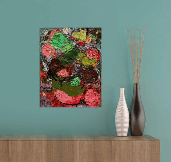 Bouquet in a Vase - Still Life - Oil painting - Small Size - Gift Art