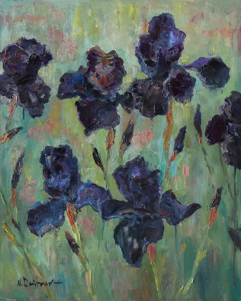 Irises - irises Black Dragon painting #5 by Nikolay Dmitriev