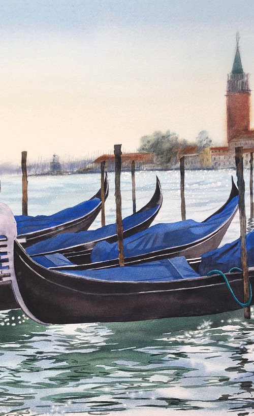 Venice cityscape with gondolas by Alina Karpova