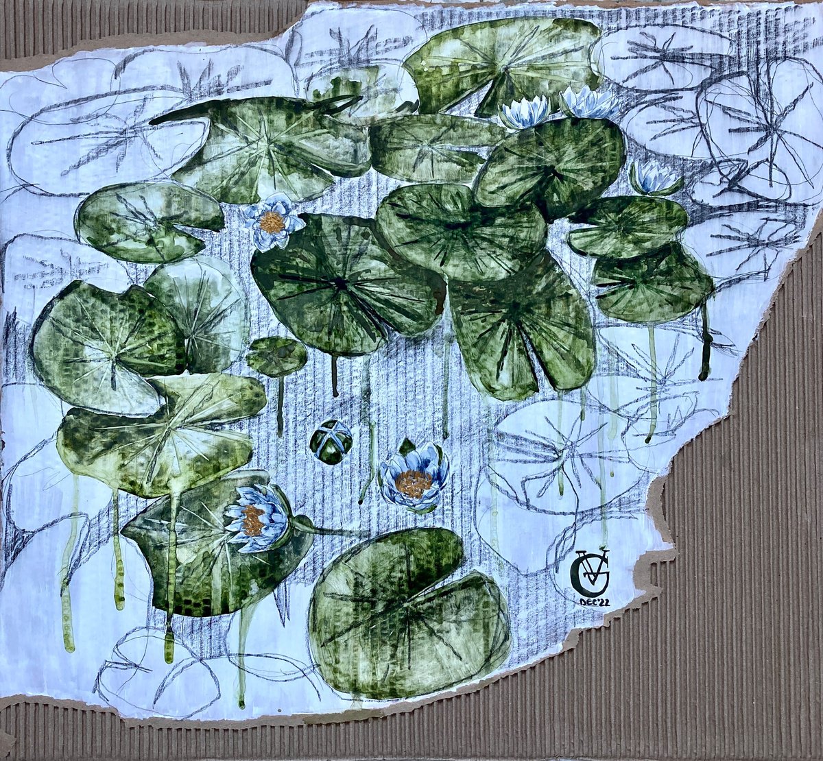 Impressionistic Botanical Painting By Valeria Golovenkina, 27 X 25", I Want To Hear The World, Original Artwork