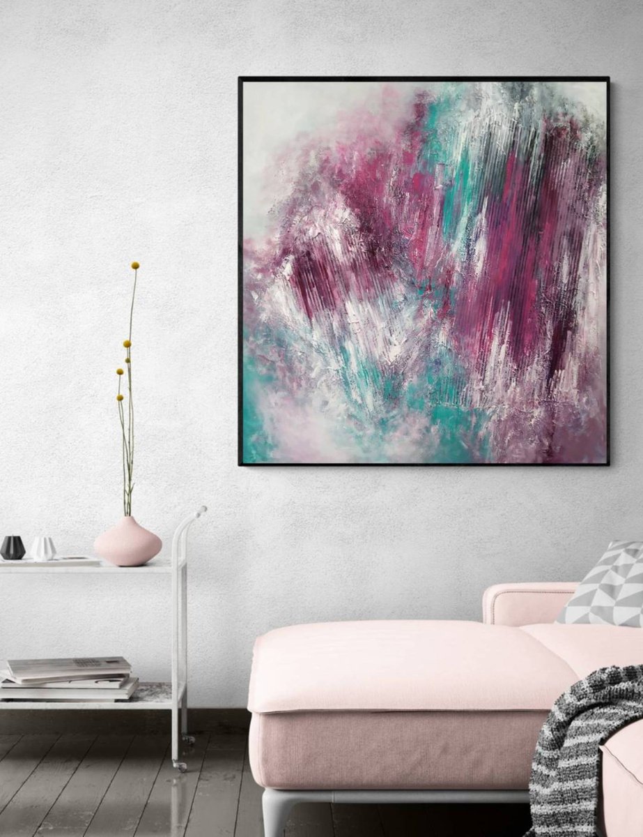 Royal Purple, 100x100cm Abstract Textured Painting by Alexandra Petropoulou