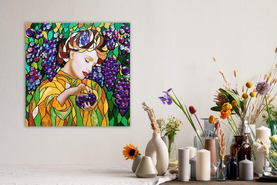 Woman and grape