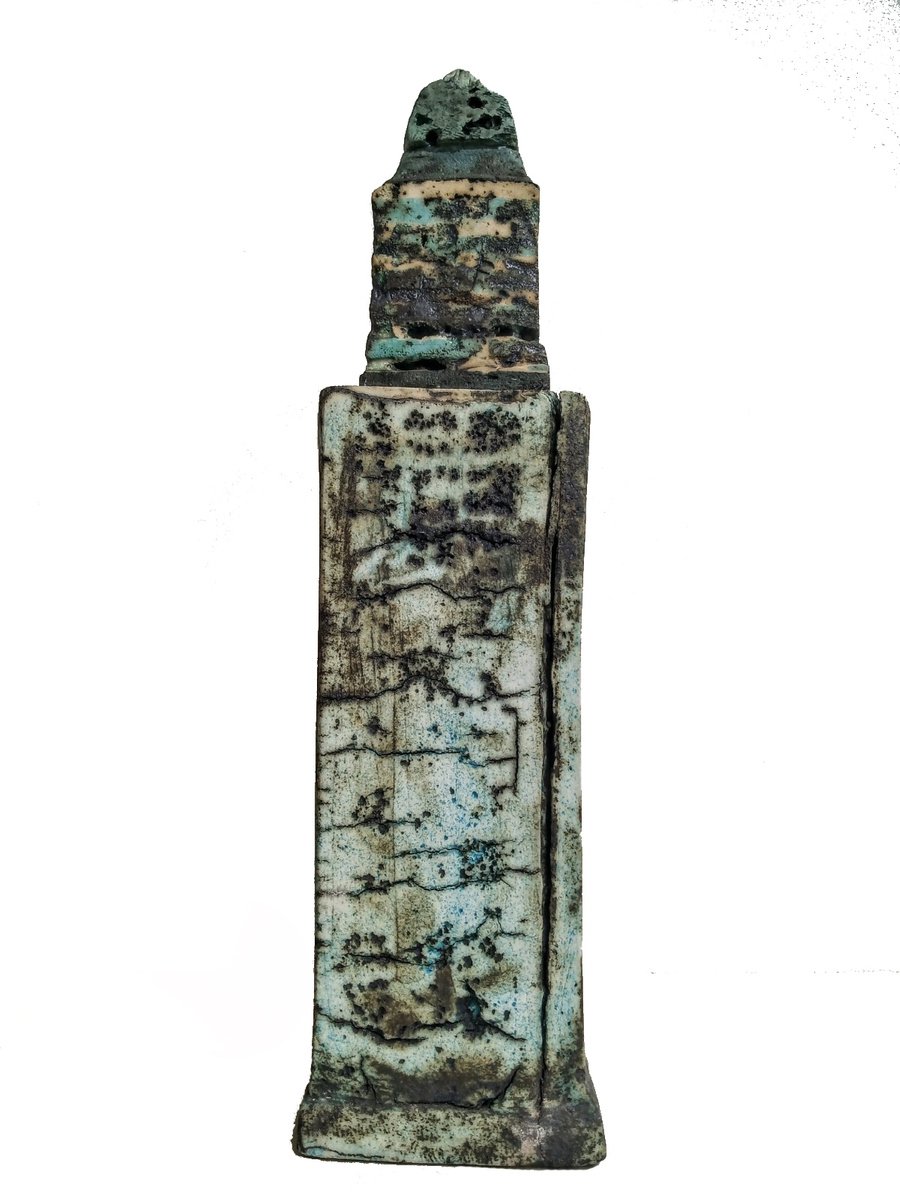 Graphic Cityscapes Clay Sculpture By Rossitza Trendafilova, 4 X 13", "Santa Maria La Major D