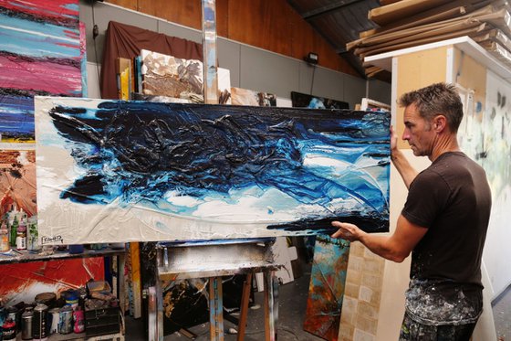 Midnight Malt 160cm x 60cm Textured Abstract Art