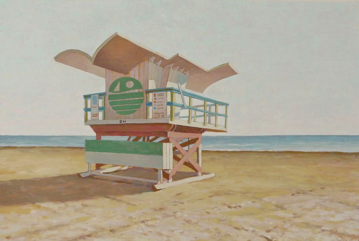 Photorealistic Landscape Oil Painting By Sergej Sologub, 24 X 16", Miami . Strand Metamorphosen 1., Original Artwork