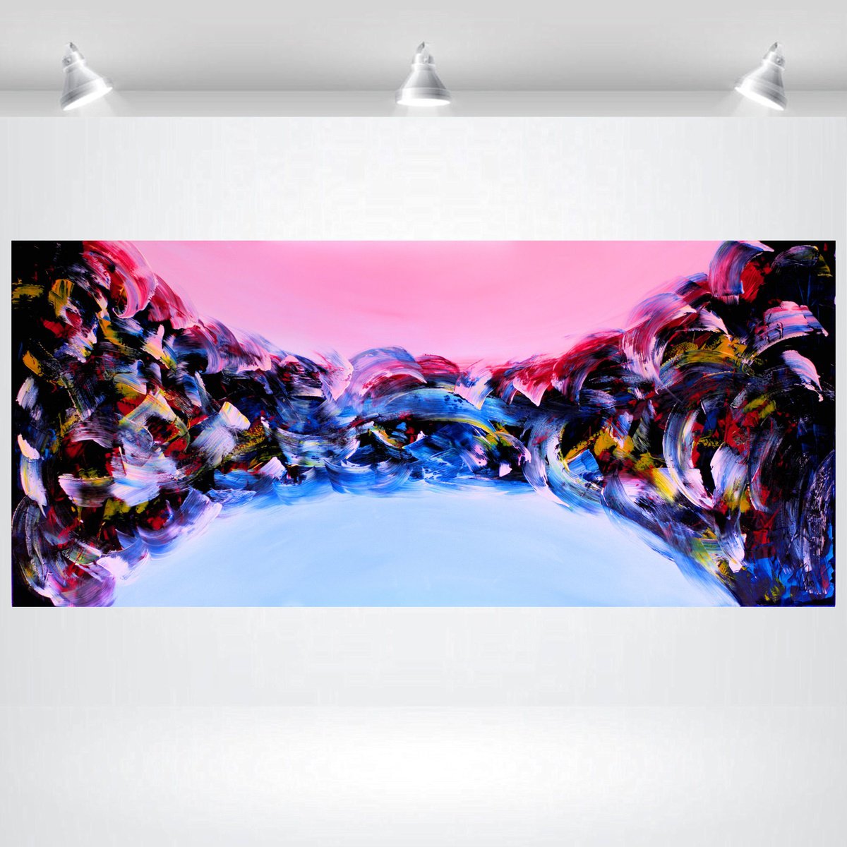 Abstract Acrylic Painting By Edelgard Schroer, 71 X 31, Color Rush, Original Artwork